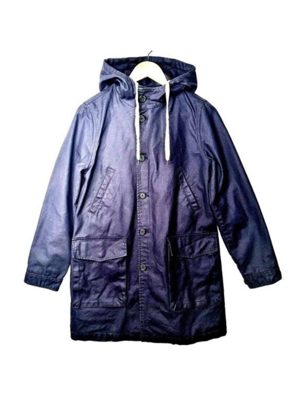 J.Crew Hooded Anorak Jacket Womens S Blue Cotton Utility Lightweight Casual Fall